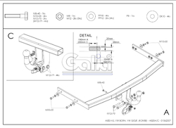 Tažné zařízení Audi A3 HB 1996-2003 (8L) 2WD, pevný čep 2 šrouby, Galia