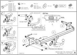 Tažné zařízení Peugeot 5008 2024- , vertikální, Galia